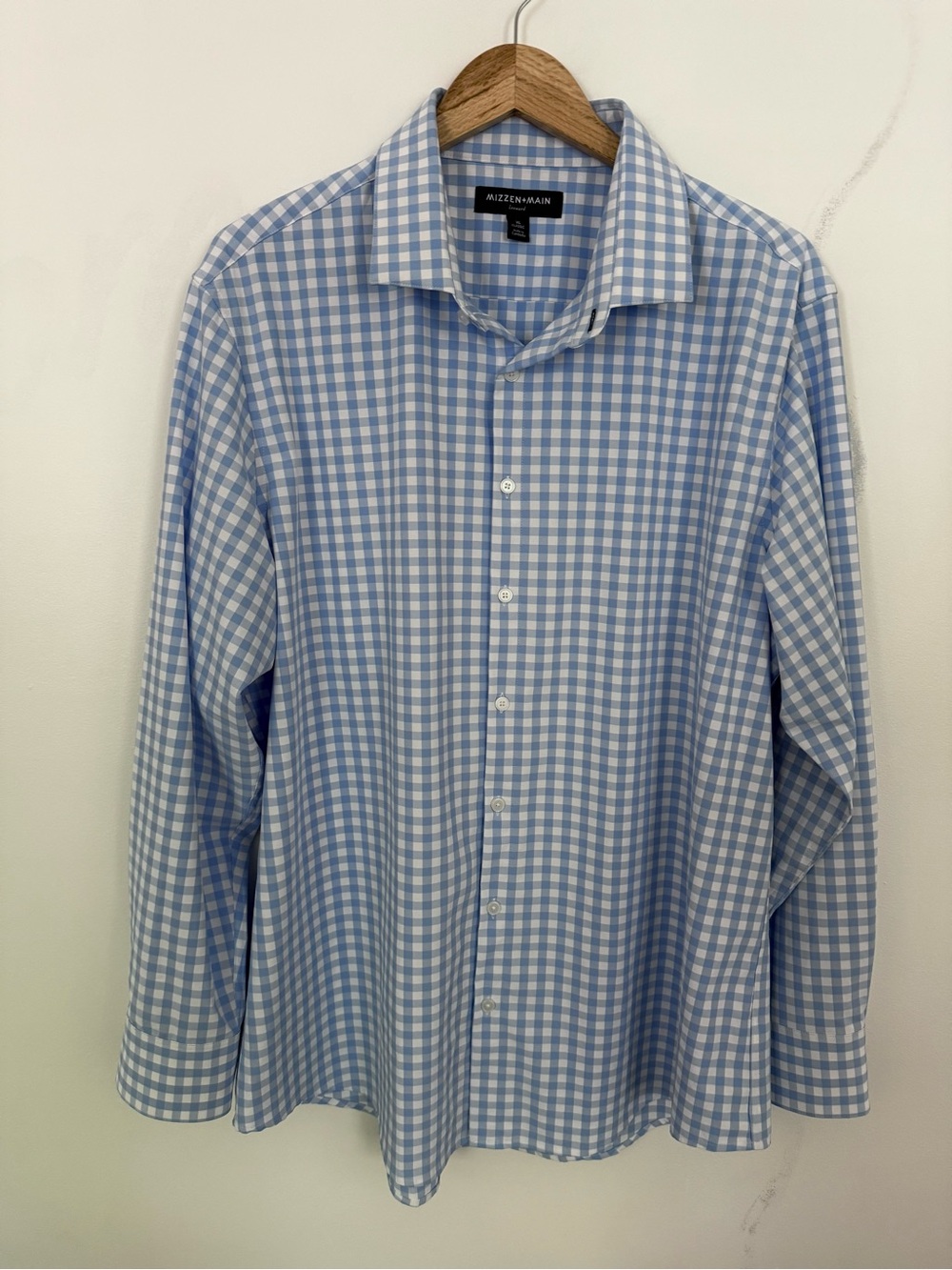 Mizzen+Main Leeward Light Blue & White Gingham Dress Shirt